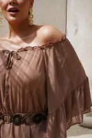 Vestido Curto Quebela Marrom Claro - Foto 4