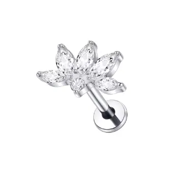 Labret em TITÂNIO MEIA FLOR  com 6 Pedras  1049 Imagem