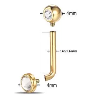 L BAR Genital em TITÂNIO PVD GOLD 1.6mm - (Christina) 1029 Imagem