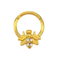 Argola em Aço Cirúrgico PVD DOURADO Clicker ABELHA 1.2mm PVD10