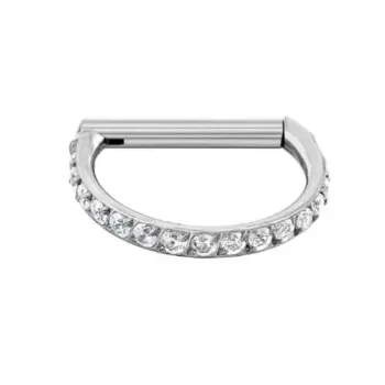 Argola D em Titânio CRAVEJADA ZIRCONIA Clicker 1.2mm TIT01