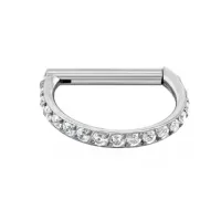 Argola D em Titânio CRAVEJADA ZIRCONIA Clicker 1.2mm TIT01