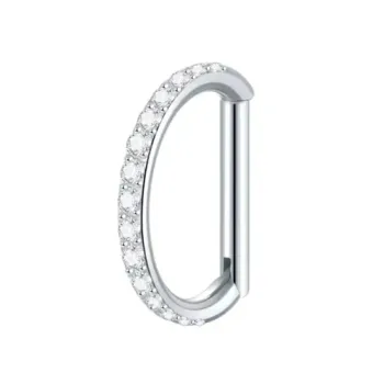 Argola D em Titânio CRAVEJADA ZIRCONIA Clicker 1.2mm TIT01 - Foto 2