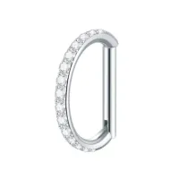 Argola D em Titânio CRAVEJADA ZIRCONIA Clicker 1.2mm TIT01 - Foto 2