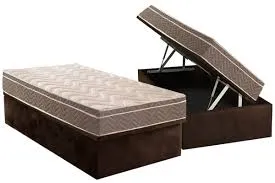 Baú Solteiro Vz carioca 30+12 cm  + colchão pasquale  D33 todo espuma 14  cm oferta 