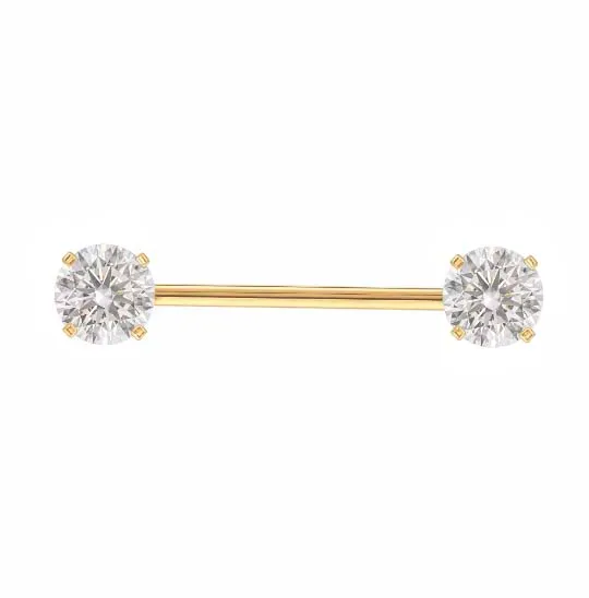 Micro Bell em Aço Cirúrgico PVD DOURADO MAMILO 1.6mm com PEDRA PVD02