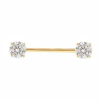 Micro Bell em Aço Cirúrgico PVD DOURADO MAMILO 1.6mm com PEDRA PVD02