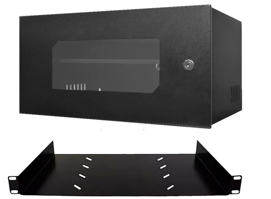 Rack Metálico Horizontal Organizador Bandeja Dvr Alarme Cftv Cor Preto  Imagem