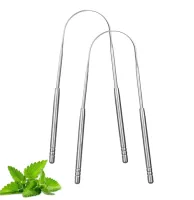 kit 3Limpador de Língua Raspador Aço Inox Higiene Bucal contra mau hálito - Foto 5