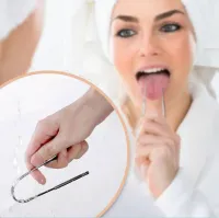 Kit 2 Limpador de lingua raspador de lingua aço inox  - Foto 4