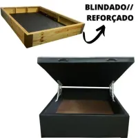 Base baú casal Premium 1,38 Blindada Madeira  38 cm + 5 cm pés Bioflex