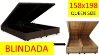  Base Baú Queen Bipartida blindada Madeira Linha Premium 39 cm + 5 cm pés 44 cm  Bioflex 
