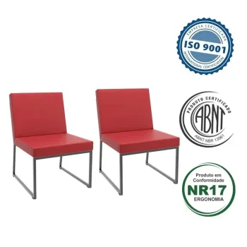 Kit com 2 unidades Sofá Recepção Speed Estrutura em Aço Pintura na Cor Preta