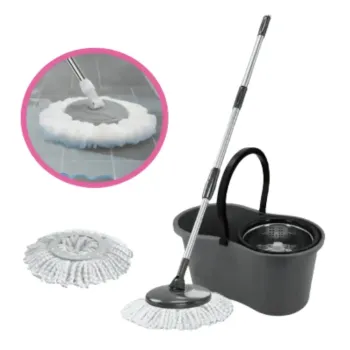 Mop Giratorio Balde 8 Litros Com Cesto Inox Cor Preto