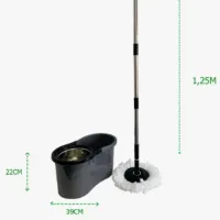Mop Giratorio Balde 8 Litros Com Cesto Inox Cor Preto - Foto 3