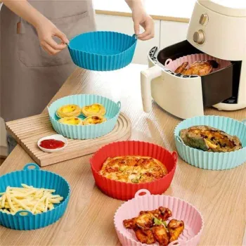 Kit 3 Formas Silicone Forro Protetor Air Fryer Microondas