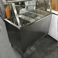 BALCÃO EM AÇO INXO 304 COM 02 CUBAS QUENTES E 01 NEUTRA