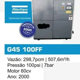 Compressor de ar parafuso g45 100 ff atlas copco com secador 60 cv Imagem