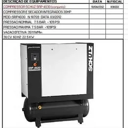 Compressor parafuso Schulz 30 hp SRP 4030 com secador incorporado