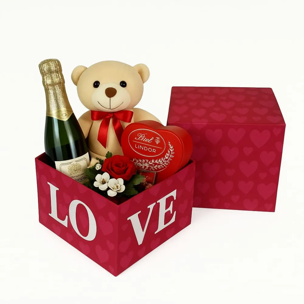 Cx Press Kit Love - Com personalização Love e coração em silk - Tampa e fundo Cartonagem Imagem