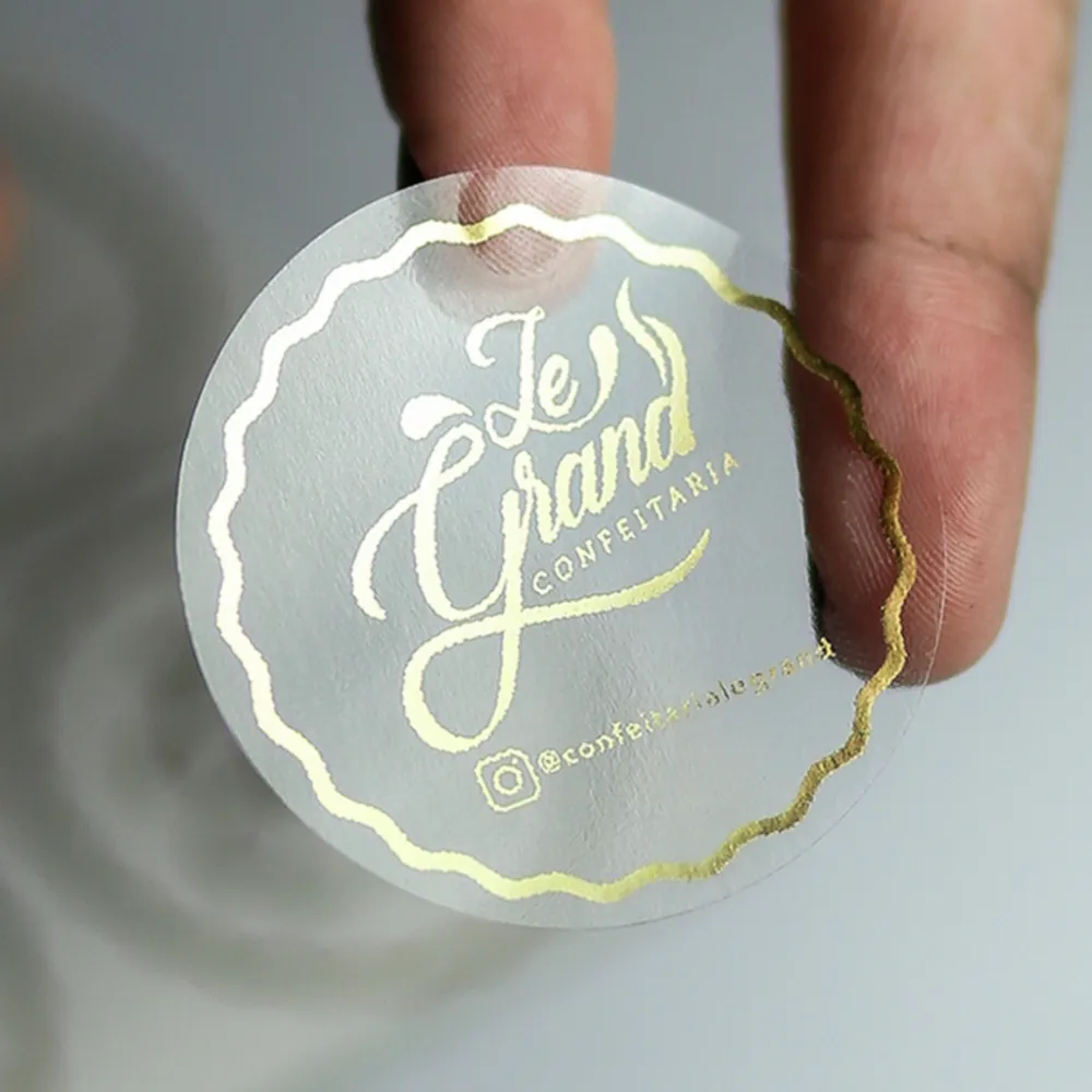 Rótulo Adesivo Transparente  Letras Douradas ou Prata  Kit 100 Unidades  Imagem