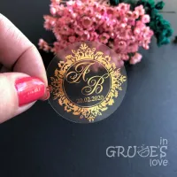 Rótulo Adesivo Transparente  Letras Douradas ou Prata  Kit 100 Unidades  - Foto 4