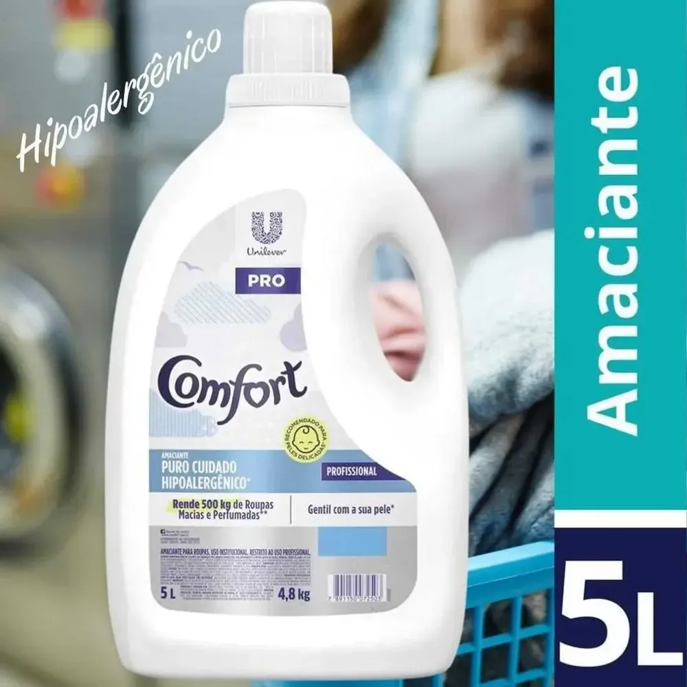 Amaciante de Roupa Comfort Pro Lavanderia Puro Cuidado Concentrado Galão 5L Imagem