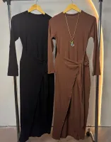 VESTIDO CANELADO MANGA LONGA - CHOCOLATE - Foto 6