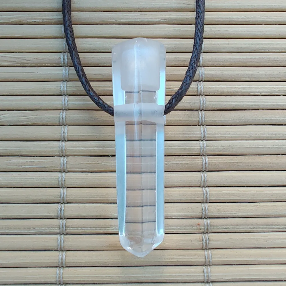 Colar Difusor de Pedra Natural para Aromaterapia Ponta de Cristal Quartzo Transparente - 0109 Imagem