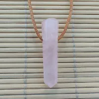 Colar Difusor de Pedra Natural para Aromaterapia Ponta de QUARTZO ROSA - 0114