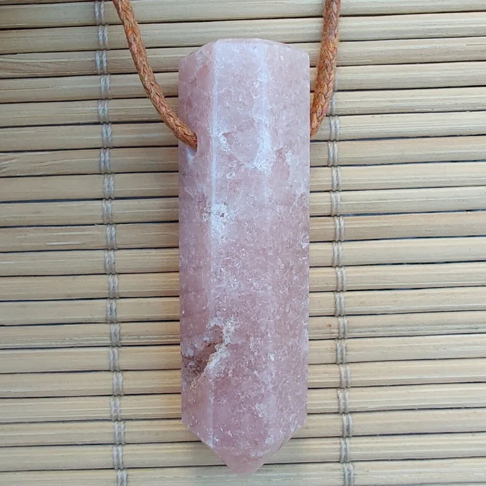 Colar Difusor de Pedra Natural para Aromaterapia Ponta de AMETISTA ROSA - 0117