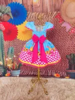 Vestido Junino Arraia Xodó Azul - Foto 5