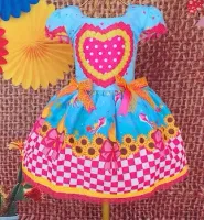 Vestido Junino Arraia Xodó Azul - Foto 6