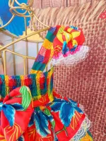 Vestido Junino Arraia Xadrez/Floral - Foto 3