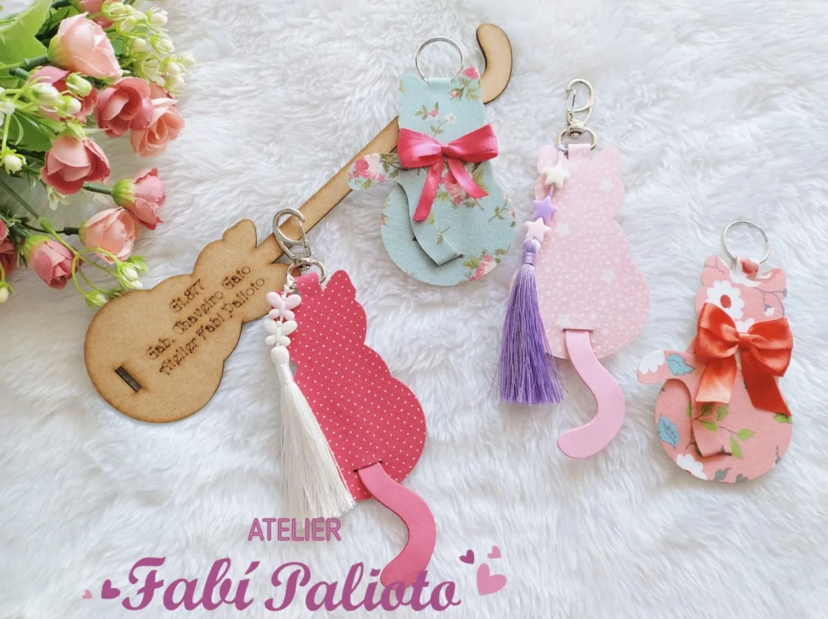 G1.877 Gabarito de Moldes  em MDF Chaveiro Gato Imagem