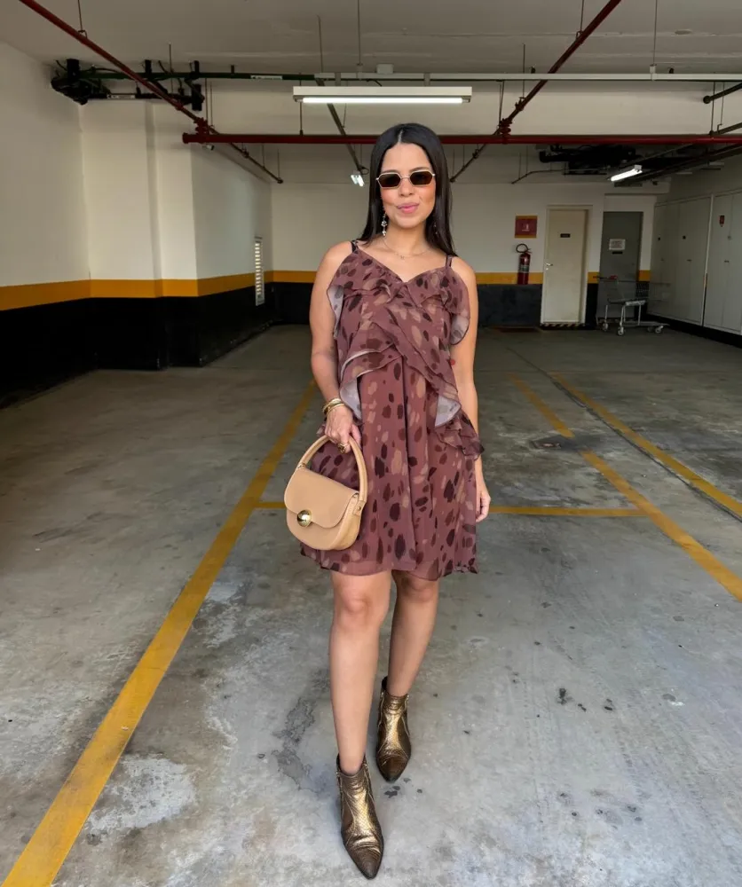 VESTIDO BOHO CHIFFON -  ESTAMPADO ABSTRATO