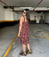 VESTIDO BOHO CHIFFON -  ESTAMPADO ABSTRATO - Foto 3
