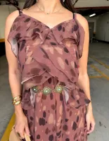 VESTIDO BOHO CHIFFON -  ESTAMPADO ABSTRATO - Foto 5