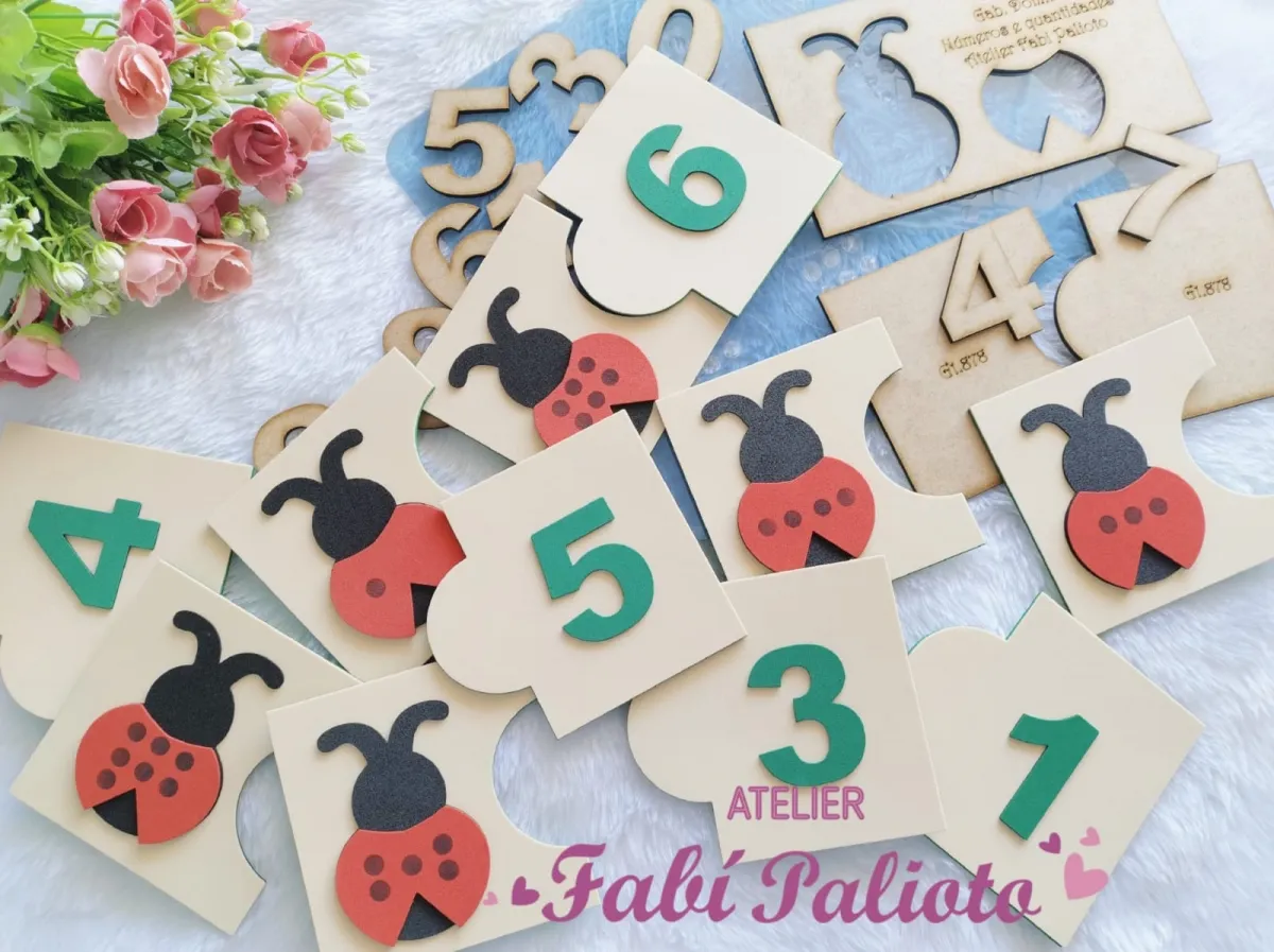 G1.878 Gabarito de Moldes  em MDF  Dominó Números e Quantidades Imagem