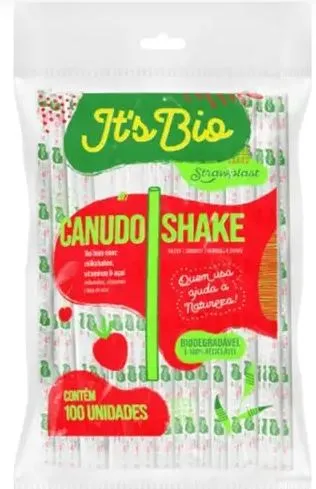 CANUDO P/ SHAKE C/ 100 UNID 8MM -SACHE STRAW  Imagem