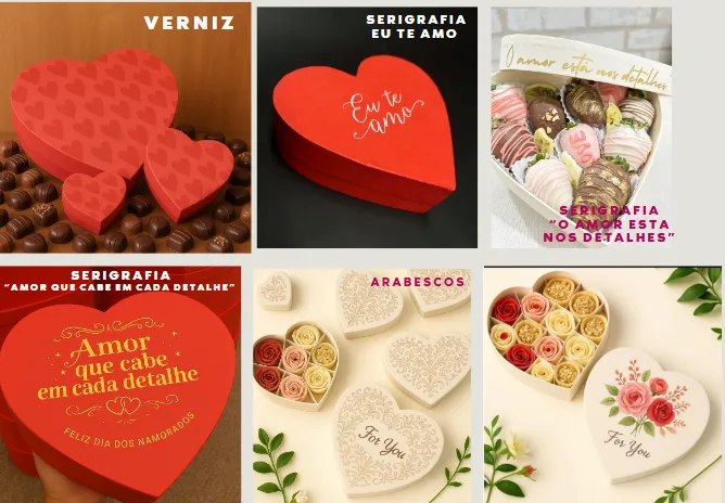 Coração Cartonagem G - C/ 5 Cm de Altura - Personalizado 