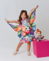 Vestido Borboleta com Asa e Led - Kit Menina e Boneca 
