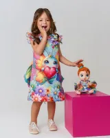 Vestido Borboleta com Asa e Led - Kit Menina e Boneca  - Foto 2
