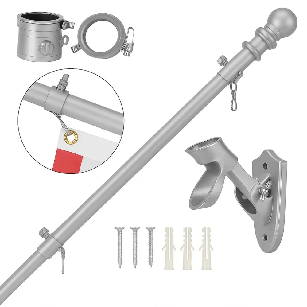 Mastro De Parede Aluminio P/bandeira Reforçado Cinza