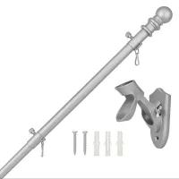 Mastro De Parede Aluminio P/bandeira Reforçado Cinza - Foto 2