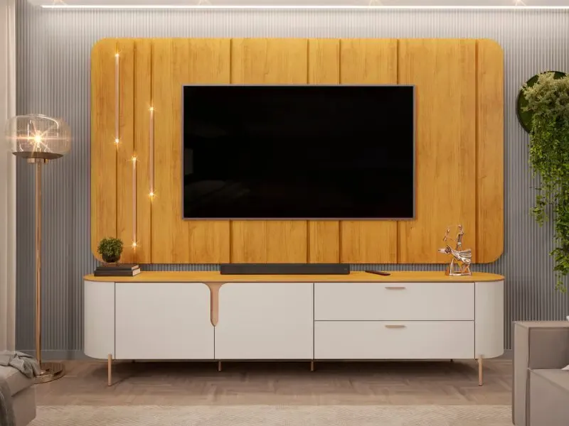 Painel Celine + Bancada Celine TV  85 2,41 Duas cores Imagem