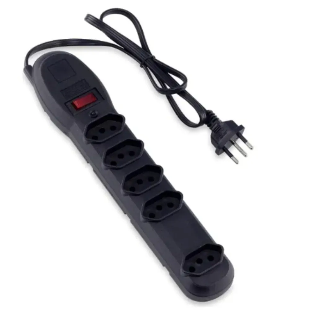 Filtro De Linha De 5 Tomadas Filtro De Linha 5 Tomadas Cor Preto Comprimento Do Cabo De 100cm 110v/220v Imagem