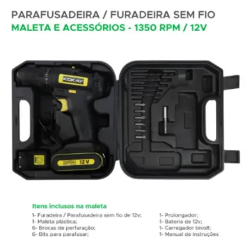 Parafusadeira Furadeira De Baterias Lí-íon SC-99 Com Maleta Kokay - Foto 2