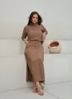 CONJUNTO GOLA BOBA E SAIA MIDI - CAPUCCINO - Foto 8