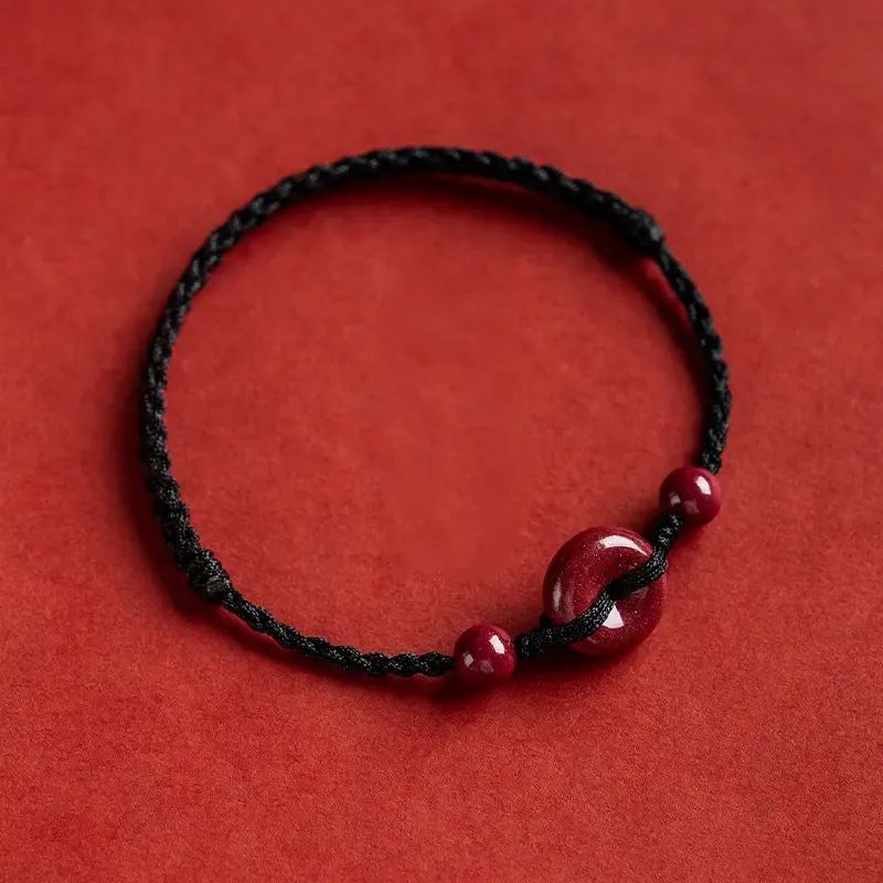 Pulseira com Fivela Ping'an de Cinábrio Imagem